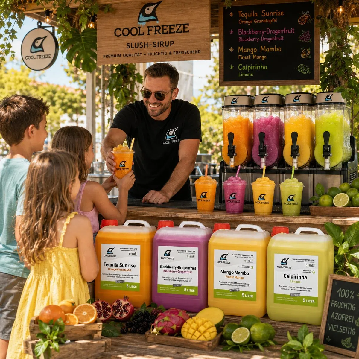 2 er Set Slush Eis Sirup | Drachenfrucht und Orange+Granatapfel aus Fruchtsaftkonzentrat | glycerin- und alkoholfrei + Deckelöffner