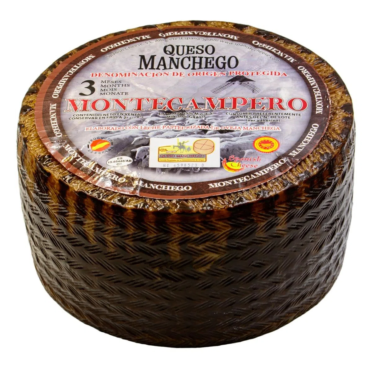 Montecampero QUESO MANCHEGO Käse - 2x 3kg ganzer Laib - spanischer Schafskäse D.O. PDO Hartkäse aus La Manch passt zu Tapas Rioja-Tempranillo-Verdejo-Rotwein & Käseplatte
