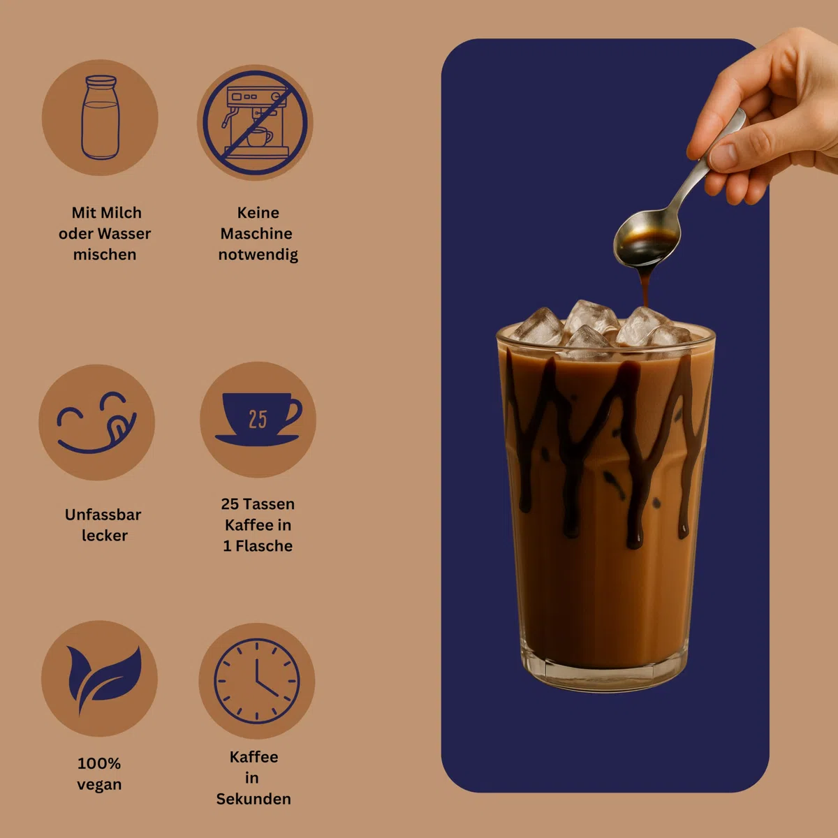 JULSPRESSO Kaffeekonzentrat - Ciao Kakao - warme Kaffeegetränke und Eiskaffee für ca. 25 Tassen Kaffeegetränk pro Flasche (Ciao Kakao)