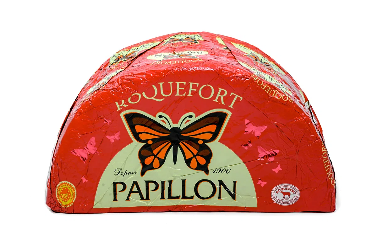 Roquefort Papillon Edelschmimmelkäse AOP - 3x 1,25KG - französischer Blauschimmelkäse 150 Tage gereifter Schafs-Käse, exquisiter Käse würzig-kräftig im Geschmack mit cremiger Textur