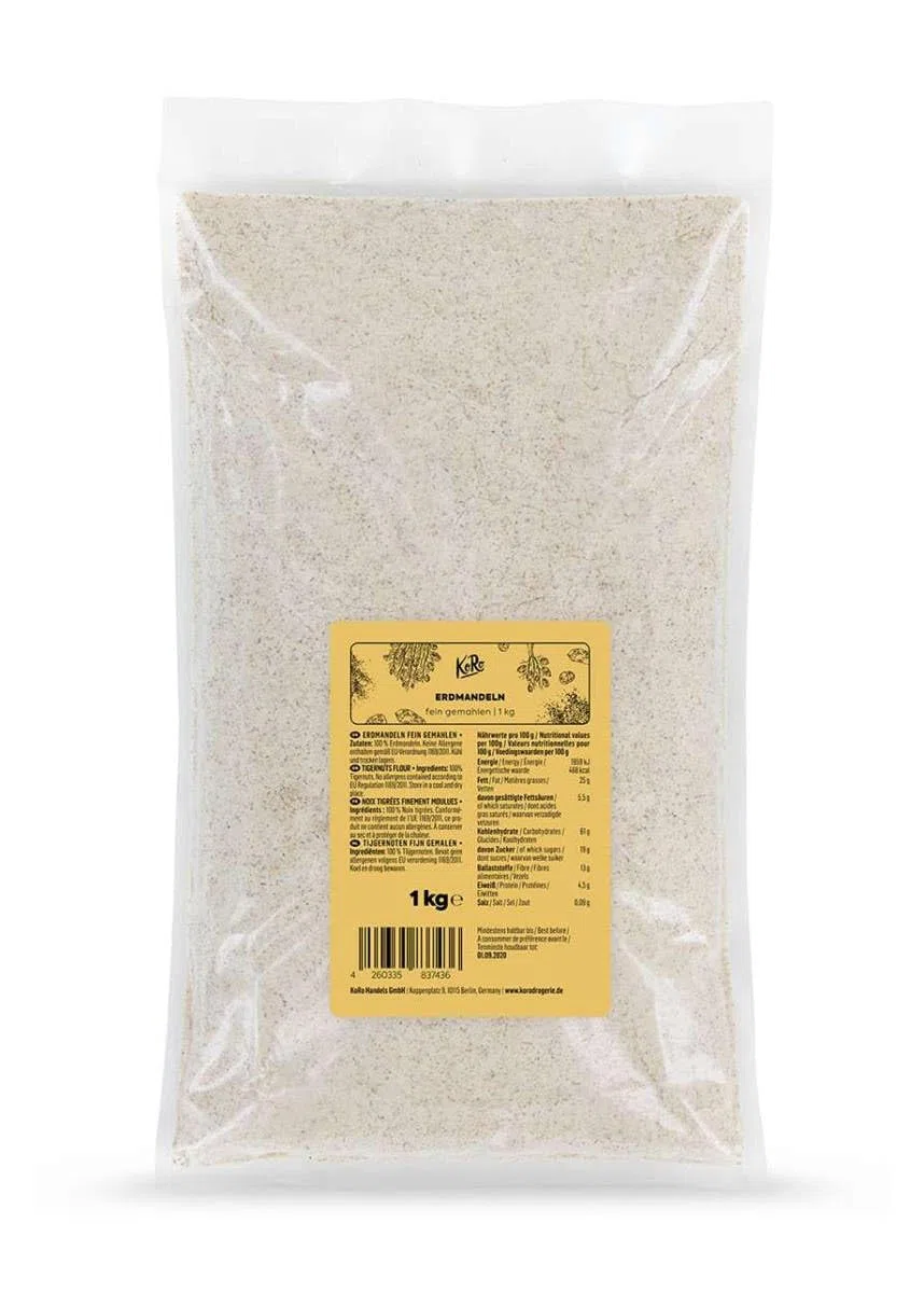 KoRo - Erdmandeln fein gemahlen 1 kg - Aus ungerösteten und geschälten Erdmandeln naturbelassen und ohne Zusätze und dabei allergen- und glutenfrei