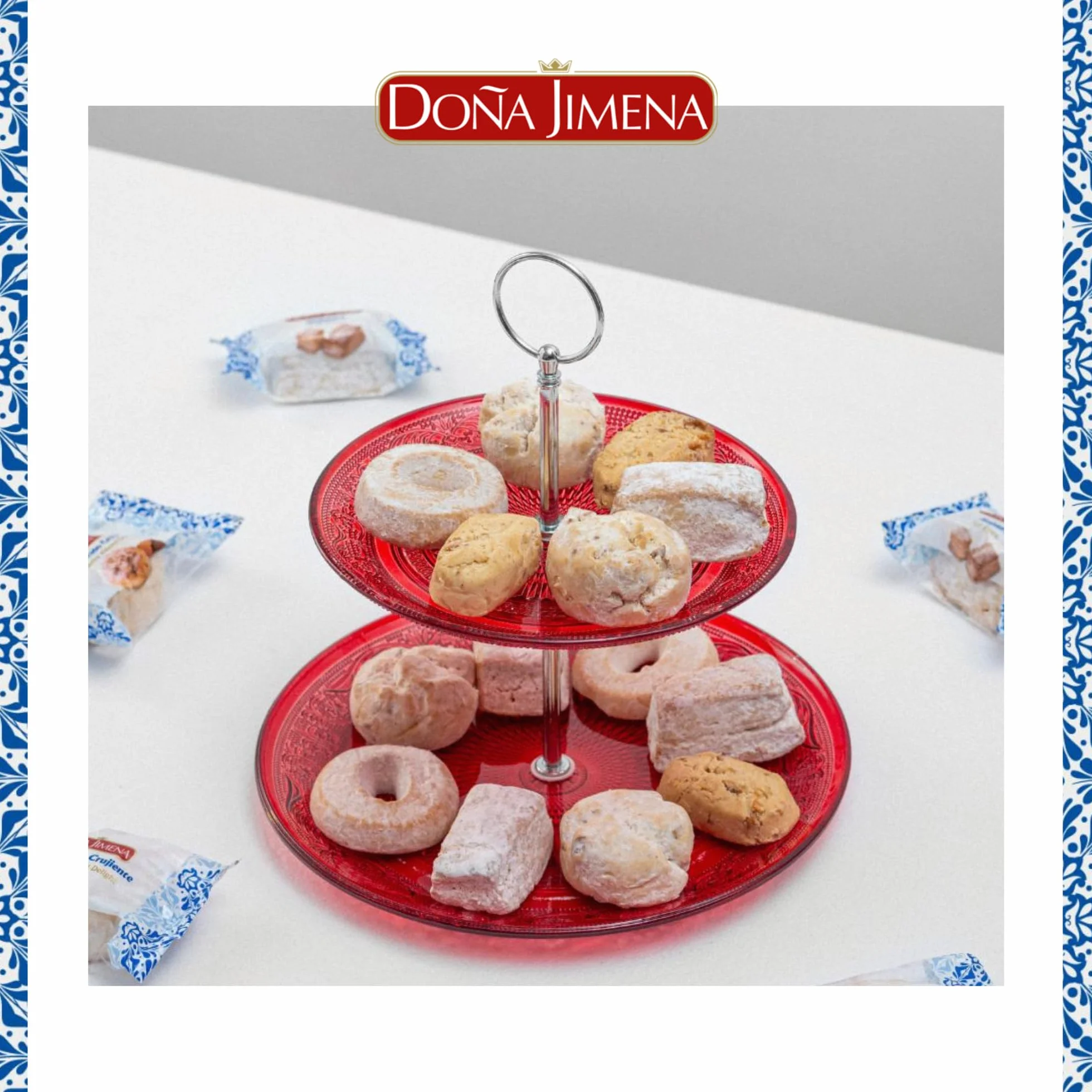 Doña Jimena | Großes Sortiment traditioneller Spezialitäten | Mini-Schokoladenpralinen | Típico-Bonbons | Mandeln | 1000 Gramm