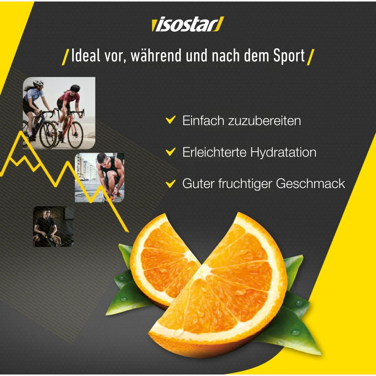 ISOSTAR – Hydrate & Perform Orange – Isotonisches Sportgetränk mit Energie, Elektrolyten & Vitamin C/B1 – Für Laufen, Radfahren & Trail – 560 g + Trinkflasche 650 ml
