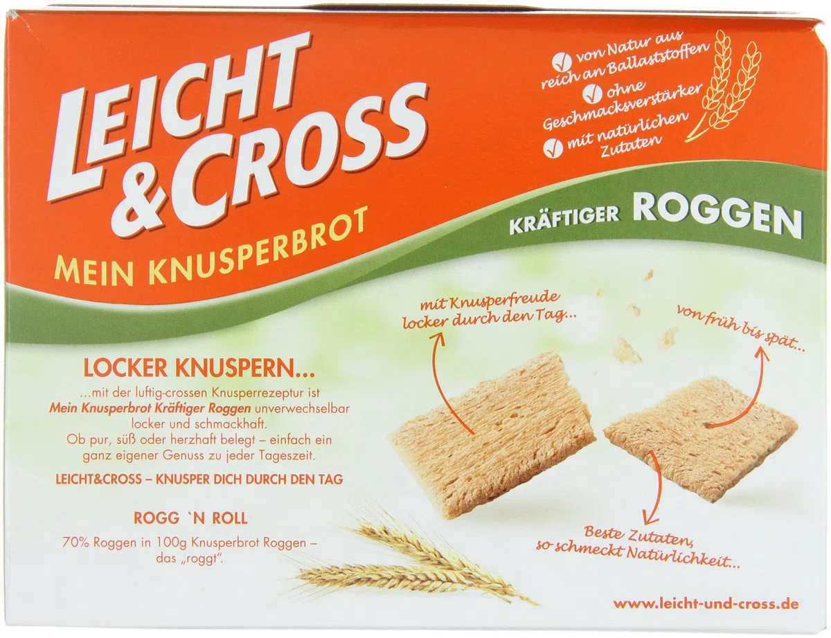 Leicht & Cross Roggen Knusperbrot, 8er Pack (8 x 125 g Packung)