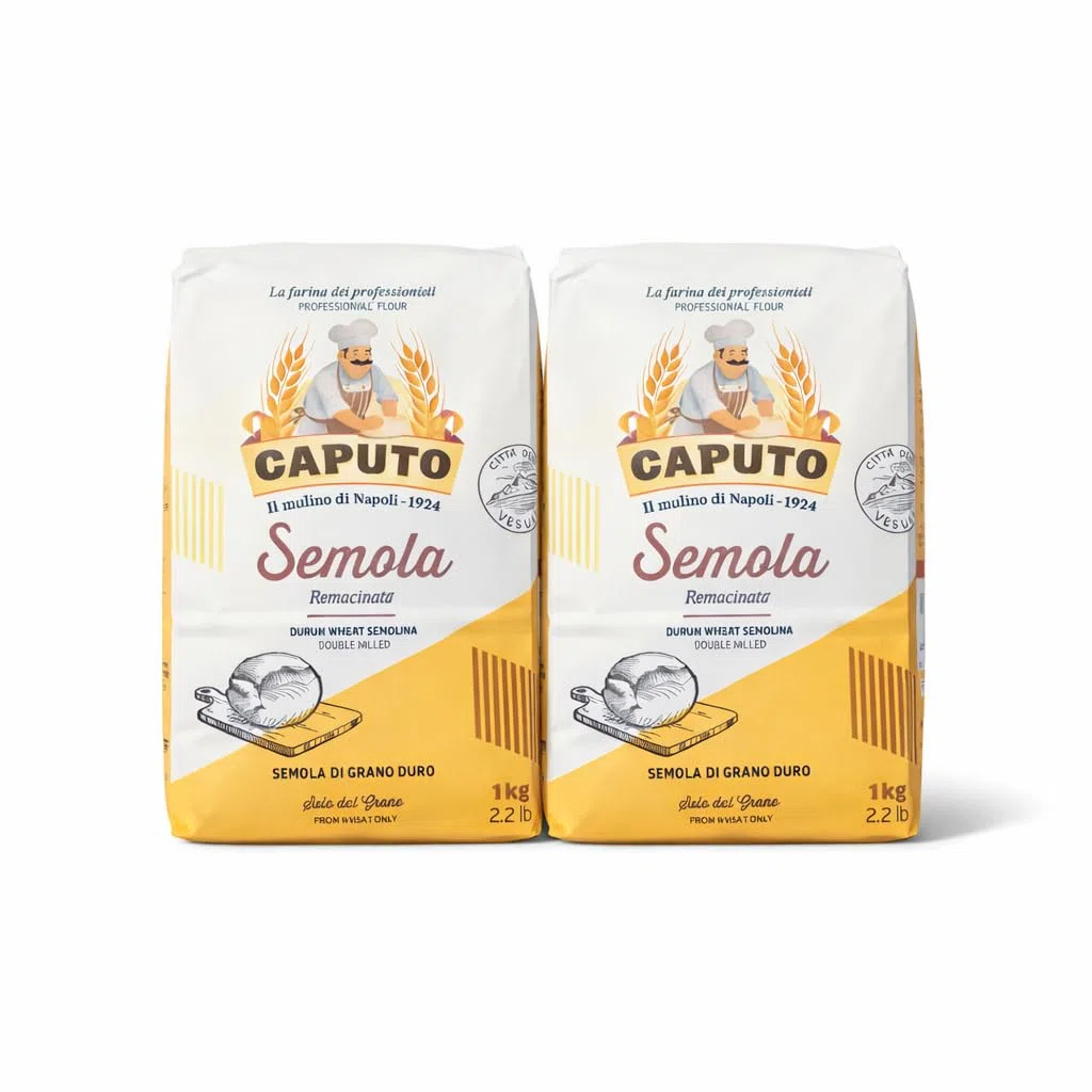 Caputo Semola Rimacinata 1kg – Hartweizengrieß doppelt gemahlen für Pizza, Pasta & Brot + minafood Notizblock (2, 2kg)