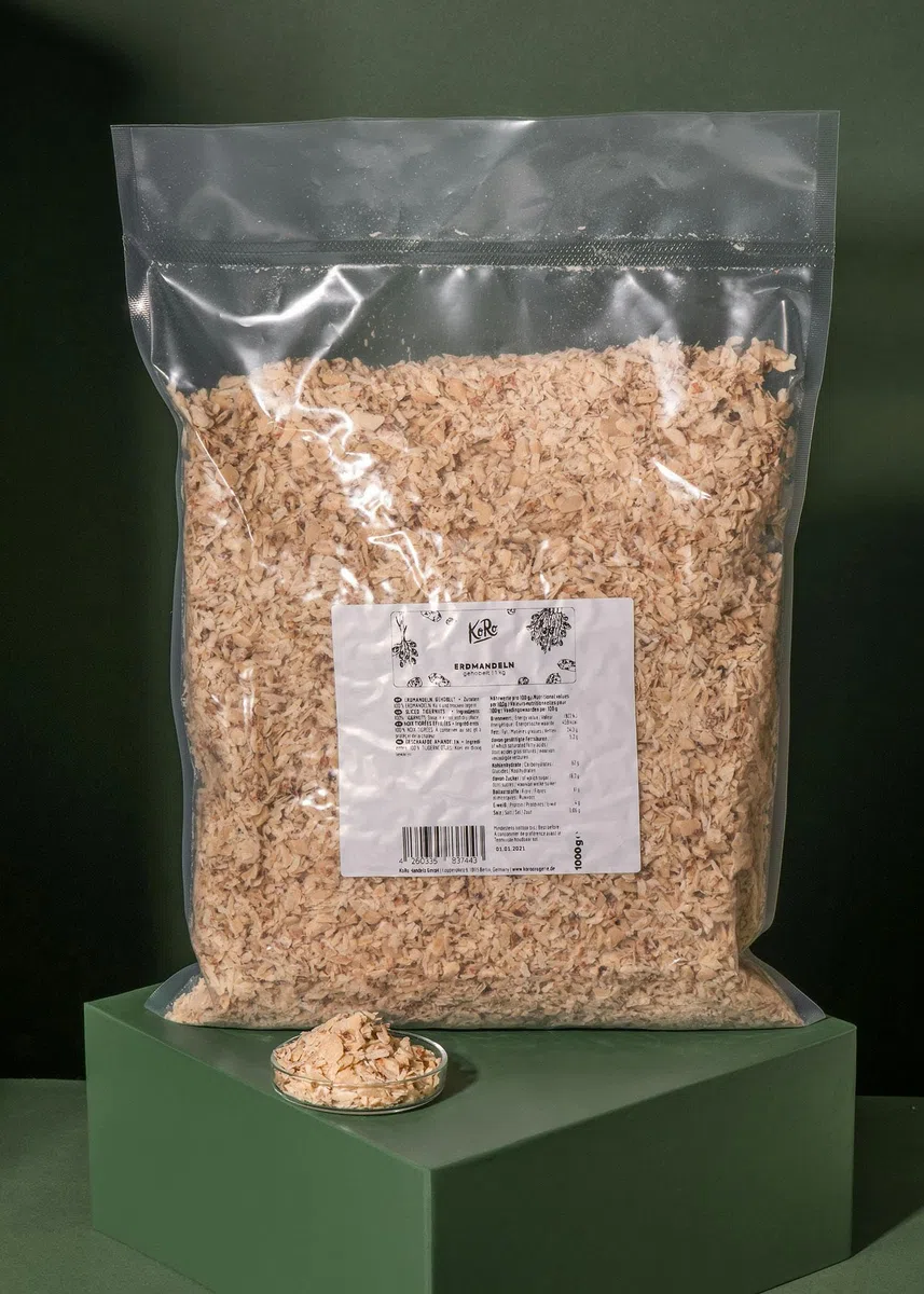 KoRo - Erdmandeln gehobelt 1 kg - 100 % ungerösteten und geschälten Erdmandeln - ohne Zusätze