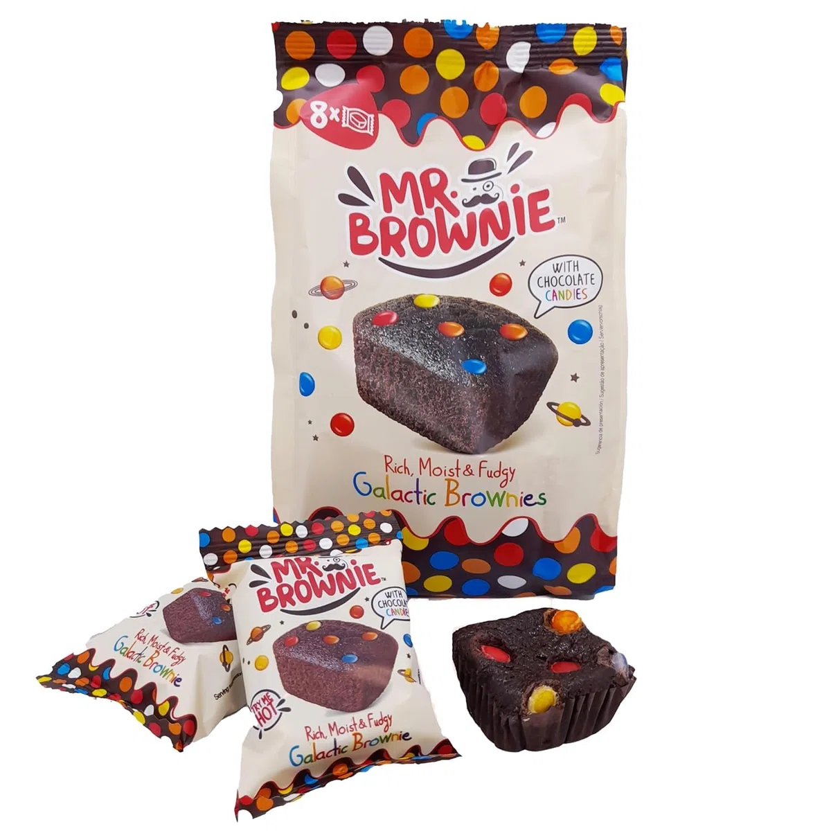 Mr. Brownie Galactic Brownies Probierpaket 3 x 200g Mit Topcandy Snack Schale | 8 Brownies Je Packung | Köstliches Feingebäck Vorteilspackung | Süßer Snack Zum Teilen