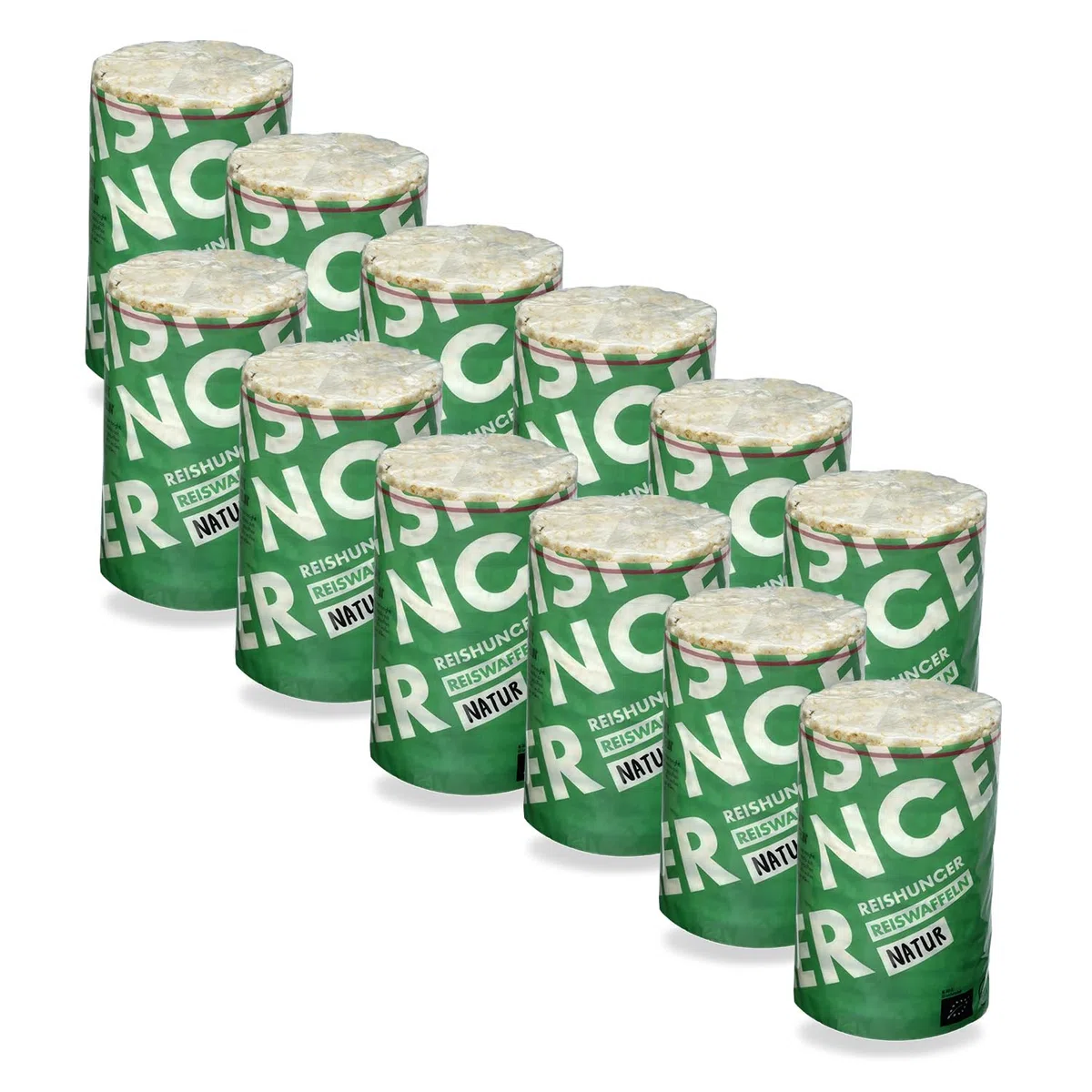 REISHUNGER BIO Reiswaffeln Natur aus Bio-Vollkorn Reis 12x100g - Veganer, Glutenfreier & Fettarmer Snack ohne Zusatz von Salz & Zucker