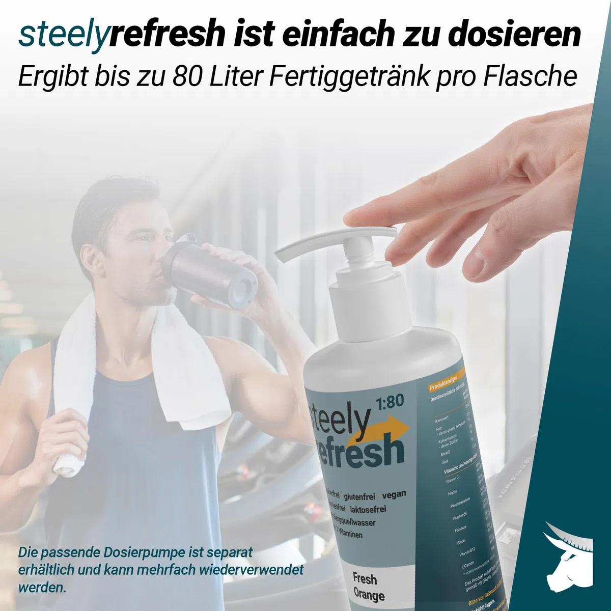Sportgetränk Sirup zuckerfrei mit Vitaminen | SteelyRefresh Geschmack: Waldmeister| 1 Liter Getränkesirup von STEELY SPORTS | für 80L fertiges Getränk | perfekt für Training & Hydration