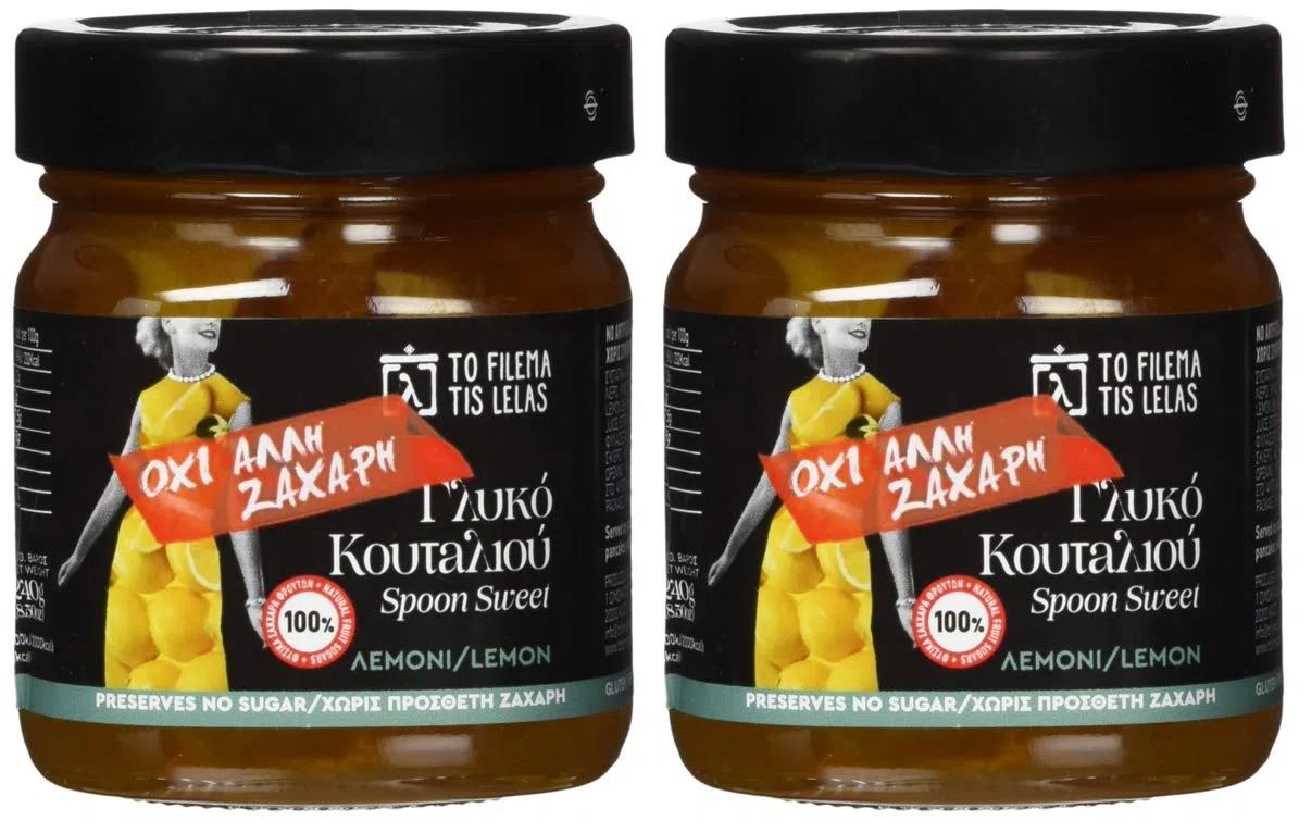 To Filema Tis Lelas Handgemachte Zitrone in Sirup ohne Zucker,2x240g | 100% Griechische Früchte, Traditionelles Dessert, Vegan, Glutenfrei, Ohne Konservierungsstoffe