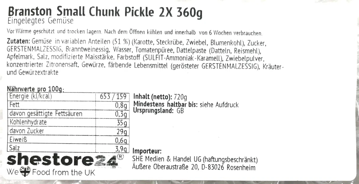 Small Chunk Pickle Fein geschnittenes eingelegtes Gemüse 2x 360G – importiert von Shestore24