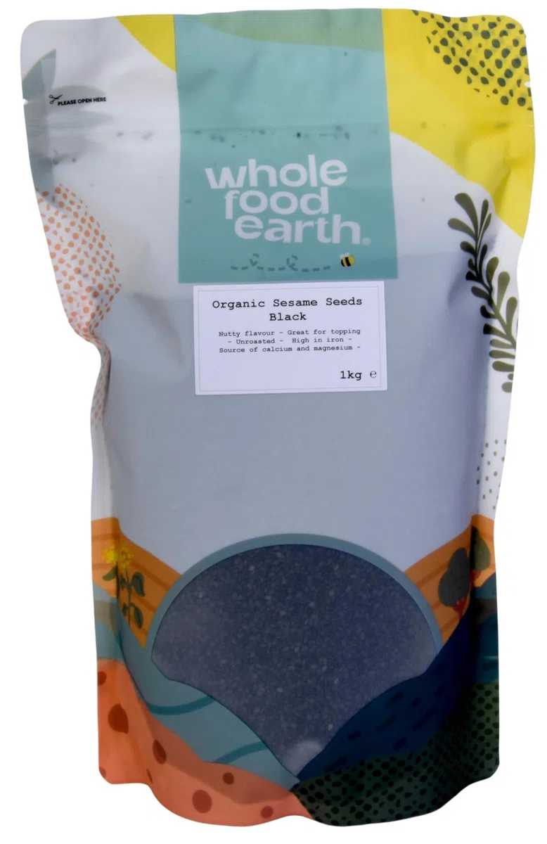 Wholefood Earth Organic Sesame Seeds Black 1kg Raw | GMO Free | Vegan | Certified Organic