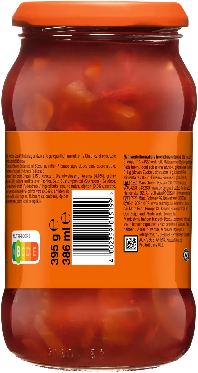 BEN’S ORIGINAL® Saucen Süß-Sauer Ohne Zuckerzusatz 6 x 395g