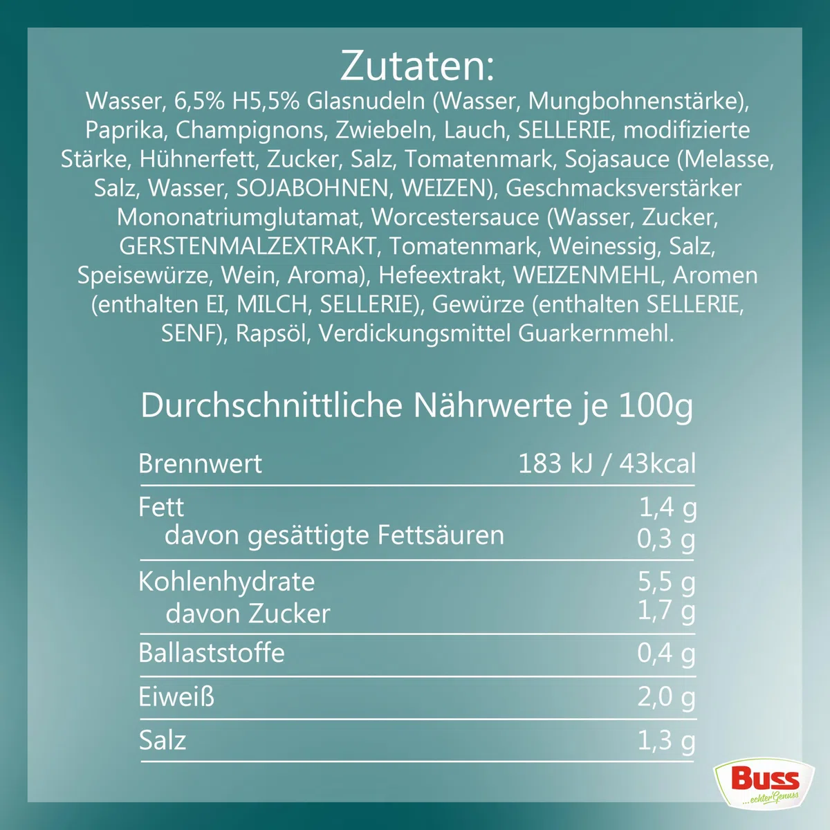 Buss Asia Suppen - Bihunsuppe Original nach indonesischer Art, 12 x 400g