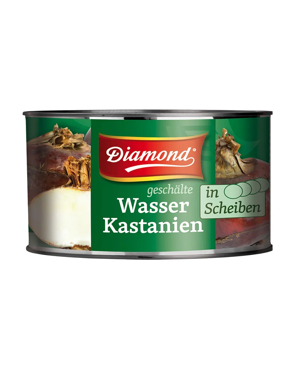 DIAMOND Wasserkastanien in Scheiben, essbare Kastanien für Suppen, Currys und Wok Gerichte - 12 x 227 g