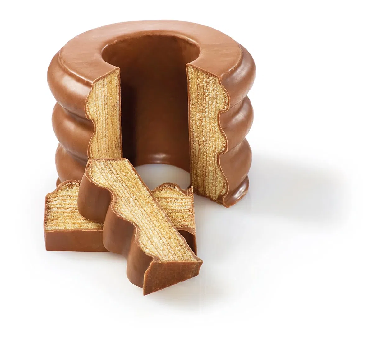 KuchenMeister Baumkuchen Vollmilch Schokolade 300 g - Zarte Teigschichten umhüllt von köstlicher Vollmilchschokolade, in Geschenk Schachtel (1 x 300 g)