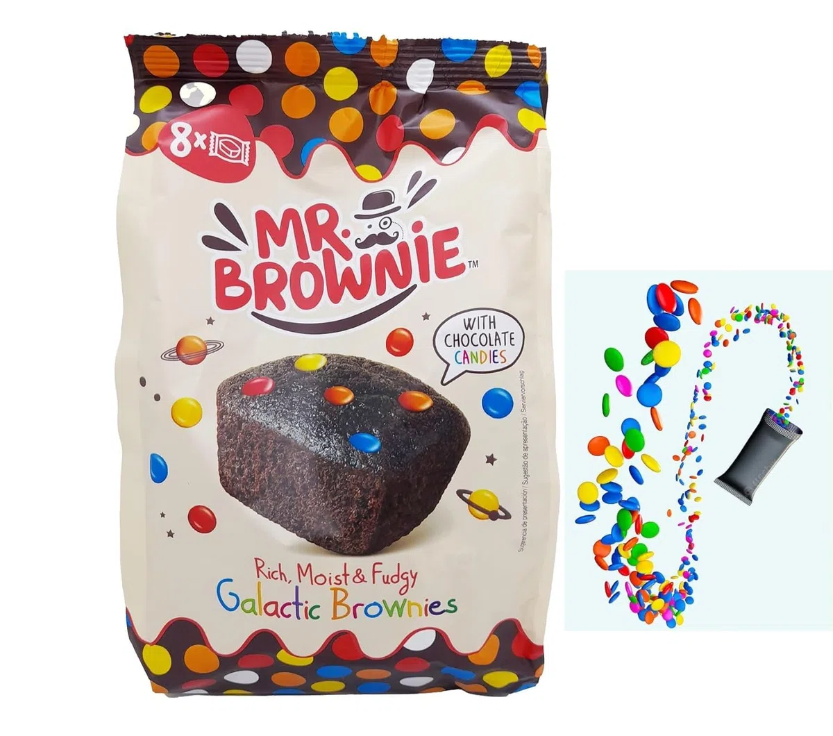 Mr. Brownie Galactic Brownies Probierpaket 3 x 200g Mit Topcandy Snack Schale | 8 Brownies Je Packung | Köstliches Feingebäck Vorteilspackung | Süßer Snack Zum Teilen