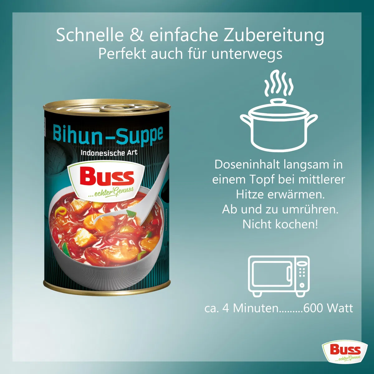 Buss Asia Suppen - Bihunsuppe Original nach indonesischer Art, 12 x 400g