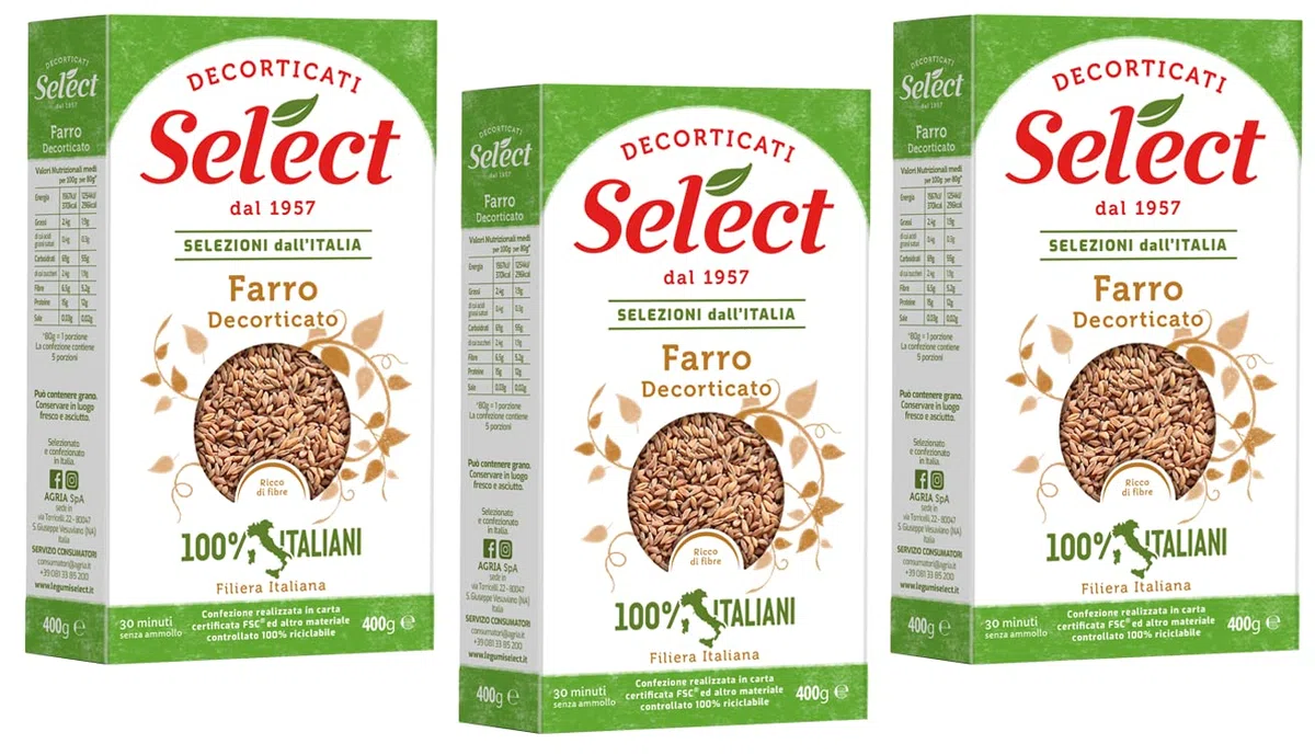 3x Select Farro Decorticato Geschälter Dinkel 100% Italienische Hülsenfrüchte Papier Verpackung von 400g