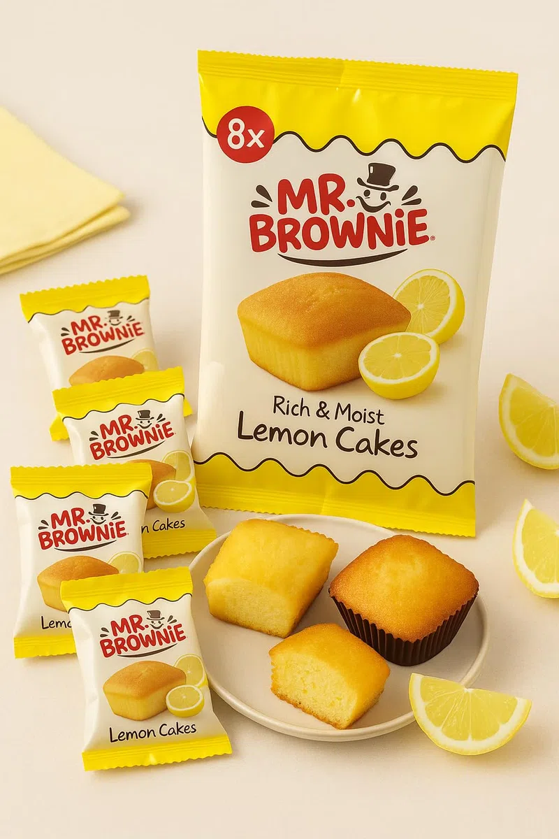 Mr. Brownie Lemon 3 x 200g Probierpaket | 8 Brownies Je Packung | Mit Topcandy Snack Schale | Köstliches Feingebäck | Vorteilspack