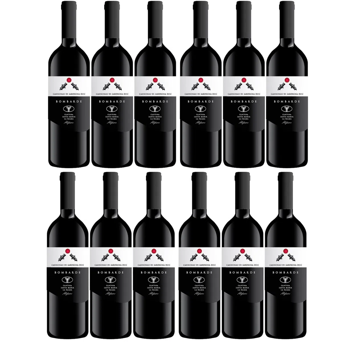 Le Bombarde Cannonau di Sardegna DOC Rotwein Wein trocken Italien Inkl. FeinWert E-Book (12 x 0,75l)