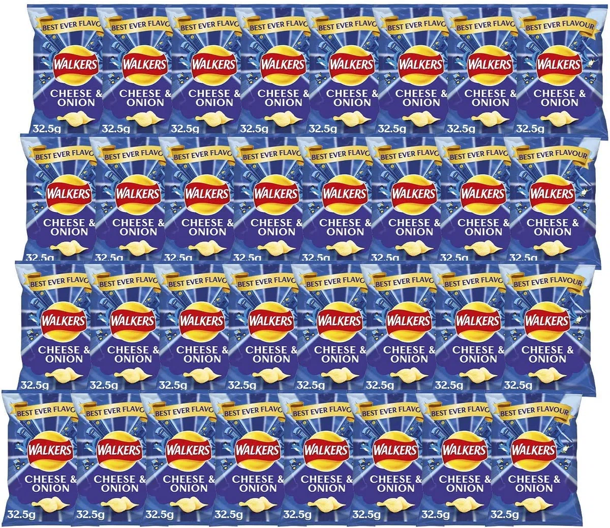 Walkers Crisps Multipack 96 Stück (fertig gesalzt, Salz & Essig, Käse & Zwiebel)