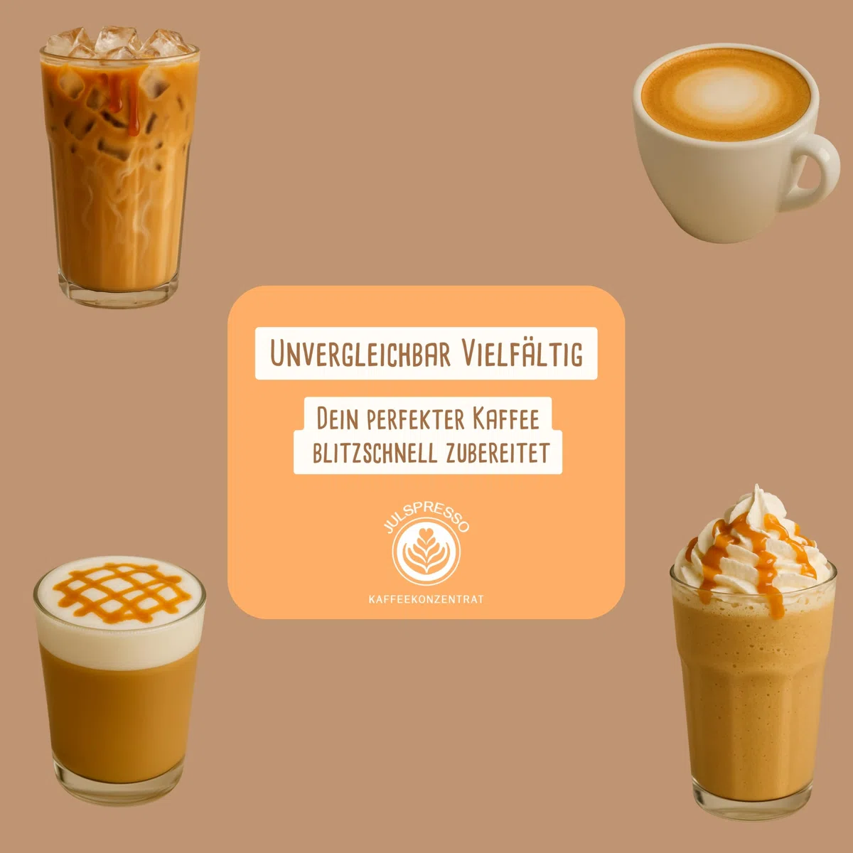JULSPRESSO Kaffeekonzentrat - Salz-Karamell - warme Kaffeegetränke und Eiskaffee, für ca. 25 Tassen Kaffeegetränk pro Flasche (Salz-Karamell)