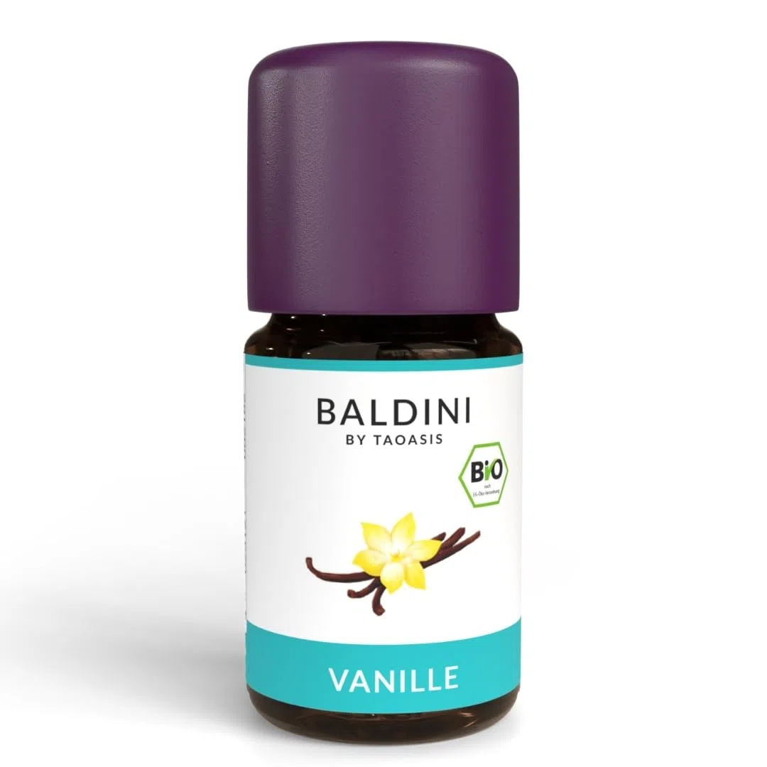 Baldini Bio Vanilleextrakt 5ml - 100% Naturreines Ätherisches Öl - Lebensmittelqualität - Vegan - für Speisen, Getränke, Aroma Diffuser - aus Madagascar