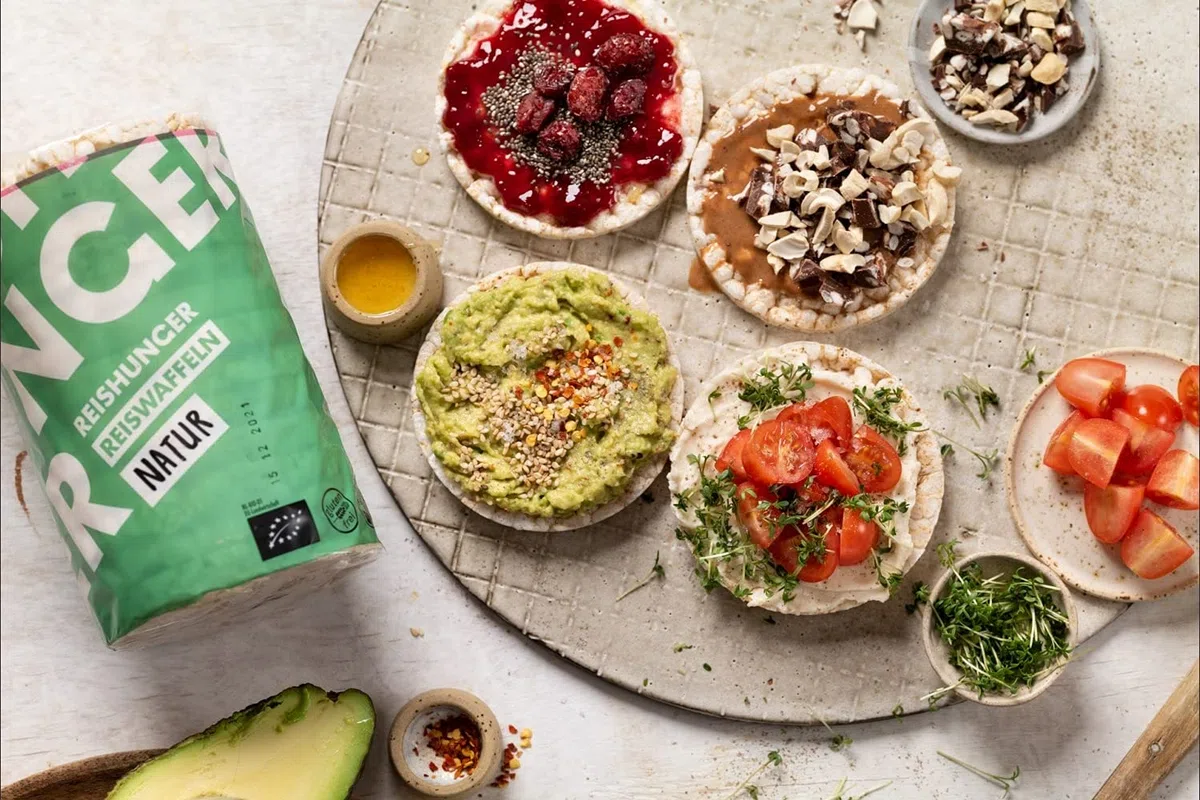 REISHUNGER BIO Reiswaffeln Natur aus Bio-Vollkorn Reis 12x100g - Veganer, Glutenfreier & Fettarmer Snack ohne Zusatz von Salz & Zucker