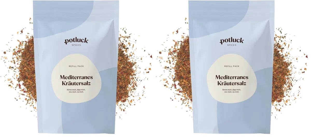 Potluck | Refill Mediterranes Kräutersalz | Gewürzsalz im Refillpack | 150g (Packung mit 2)