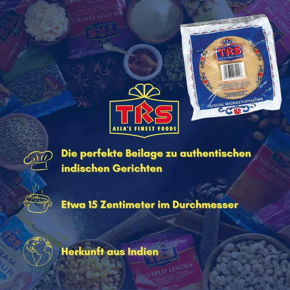 TRS - Madras Poppadoms - (1 X 200 GR) (Packung mit 4)