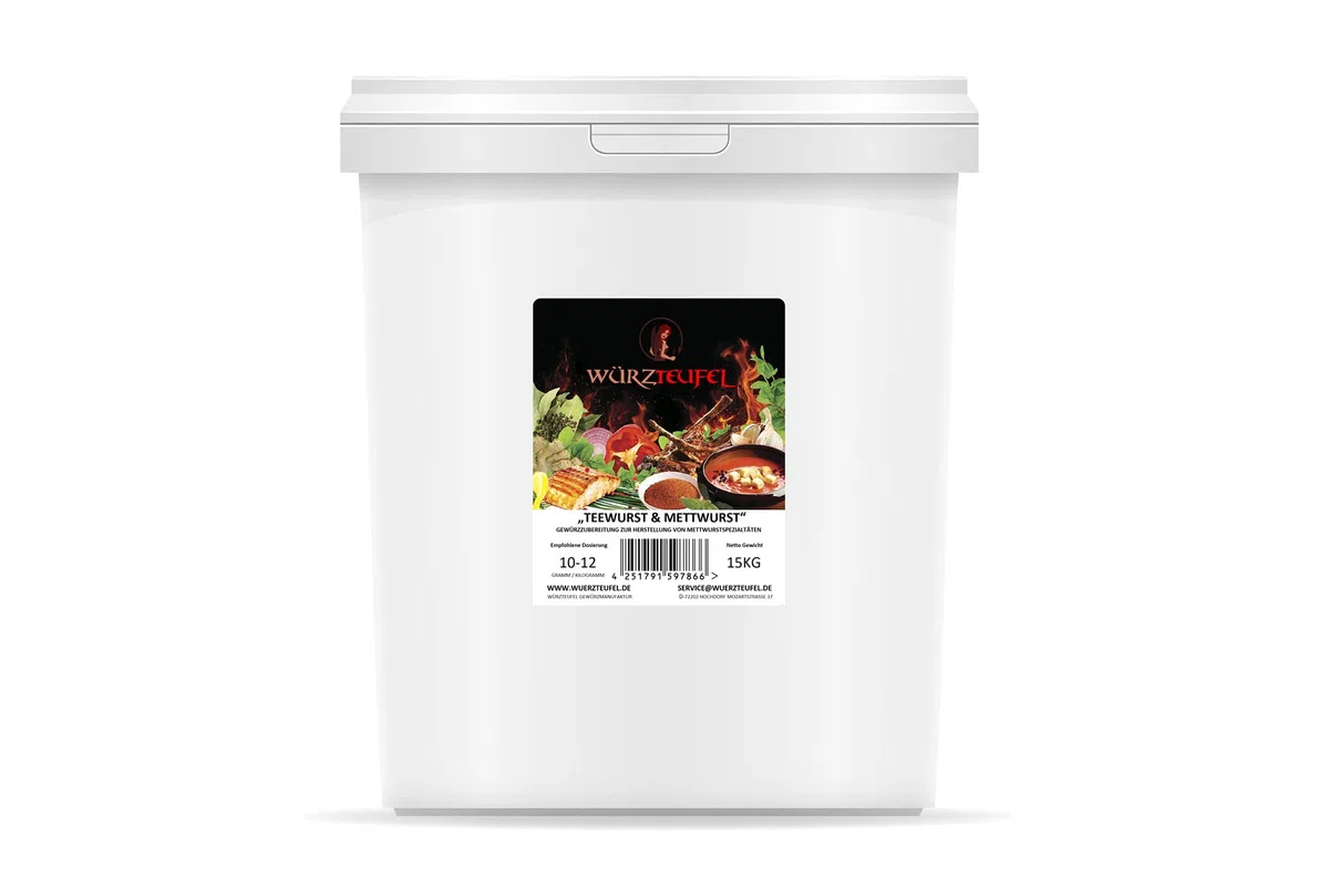 Feine Mettwurst - Gewürz, Teewurst Gewürzzubereitung ohne Geschmacksverstärker. PP - Eimer 15KG