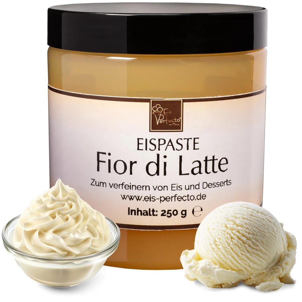 Fior di Latte Eispaste │ Cremiger Genuss mit zarter Milchnote │ MEGA GESCHMACK │ Verfeinere dein Eis, Desserts, Getränke uvm mit einer extra Portion Geschmack │ Inhalt 250 g