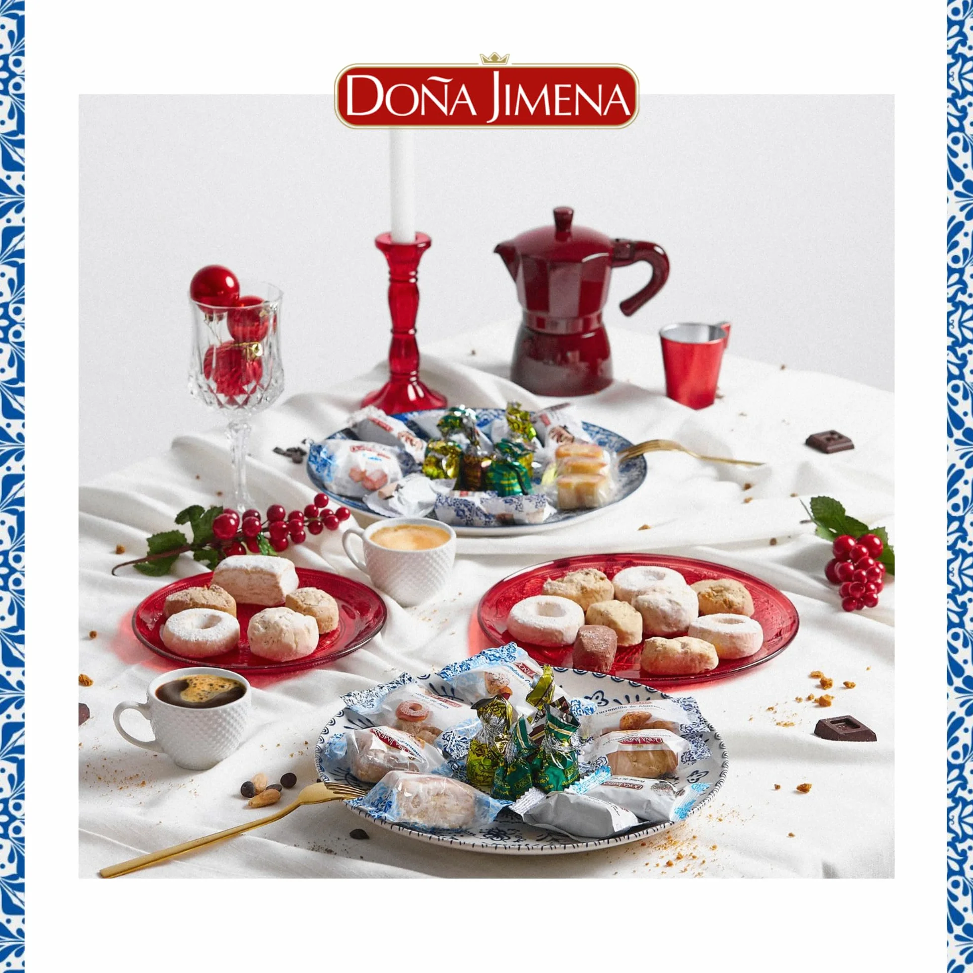 Doña Jimena | Großes Sortiment traditioneller Spezialitäten | Mini-Schokoladenpralinen | Típico-Bonbons | Mandeln | 1000 Gramm