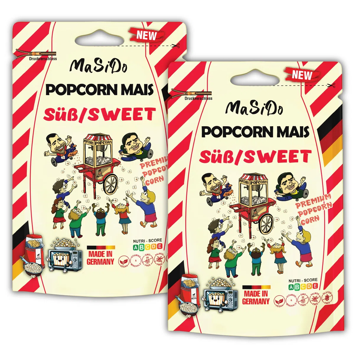 MSD MaSiDo süßes Premium Popcorn Mais aus Deutschland, Butterfly Mais Vorratspack, ohne Gentechnik, glutenfrei, laktosefrei (2x 0,5 kg Packung süß)