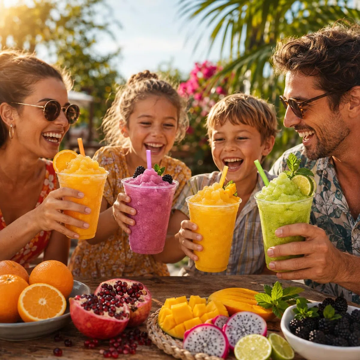 2 er Set Slush Eis Sirup | Drachenfrucht und Orange+Granatapfel aus Fruchtsaftkonzentrat | glycerin- und alkoholfrei + Deckelöffner