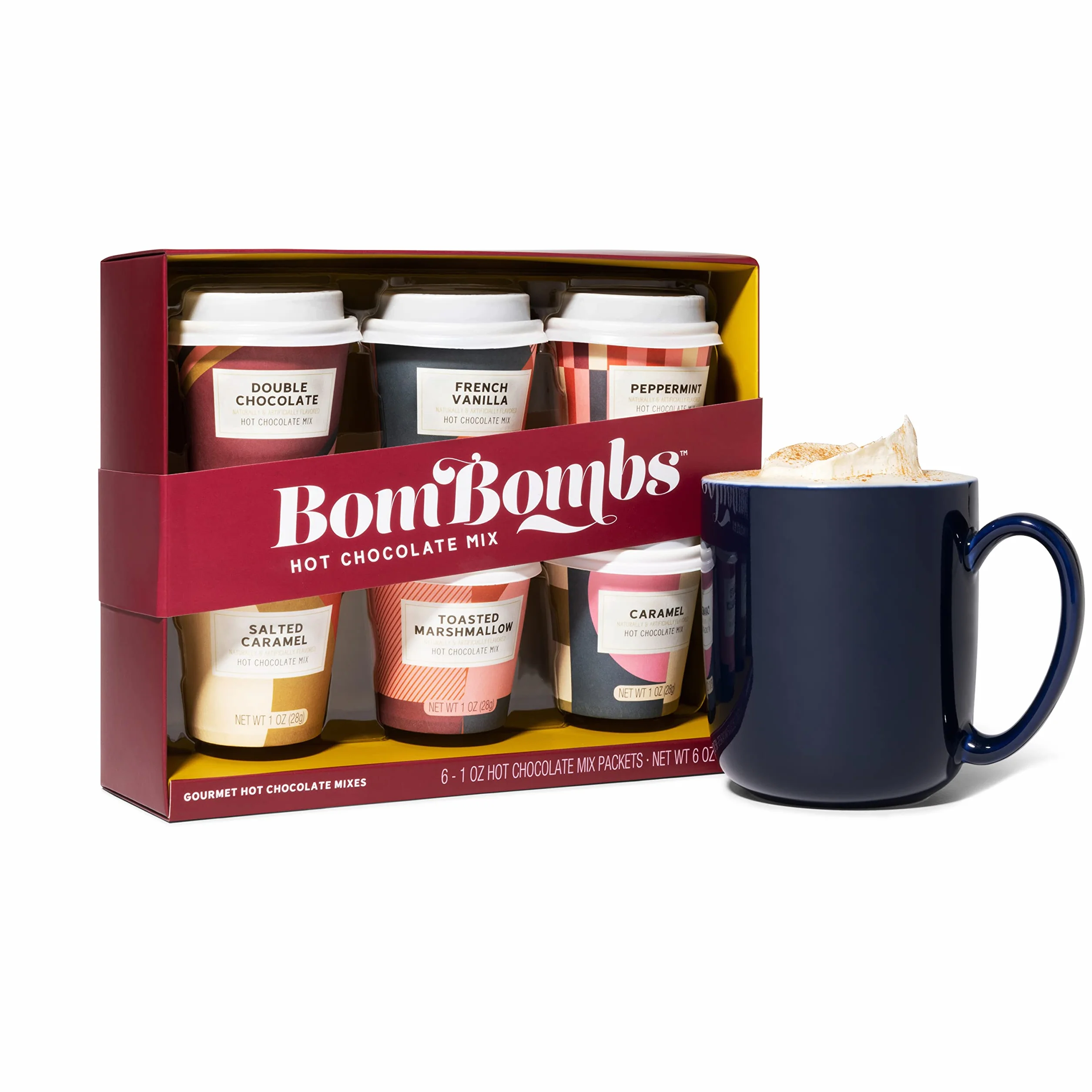 Thoughtfully Heiße Schokolade Geschenkset – Kakao Probierset mit 6 Sorten – Trinkschokolade Geschenkbox (6 x 28 g)