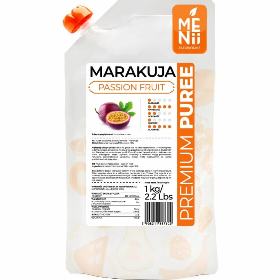 Passionsfrucht Premium Puree, Fruchtmark, Desserts, Gastronomie, Getränke, Kuchen, Eiscreme, Maracuja, 1 kg