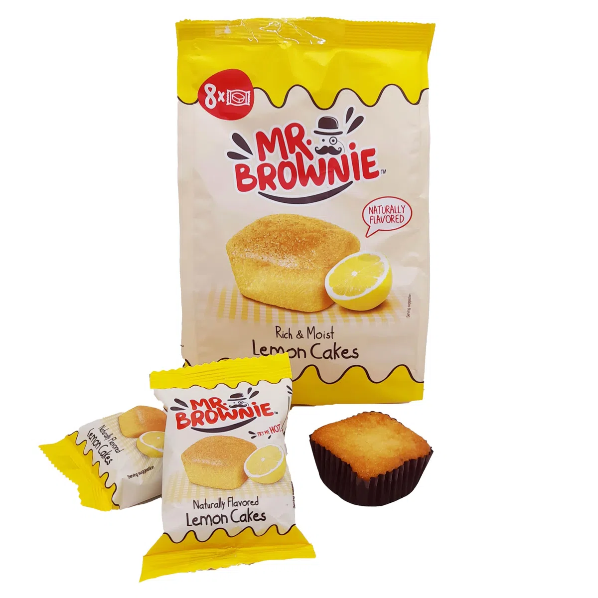 Mr. Brownie Lemon 3 x 200g Probierpaket | 8 Brownies Je Packung | Mit Topcandy Snack Schale | Köstliches Feingebäck | Vorteilspack