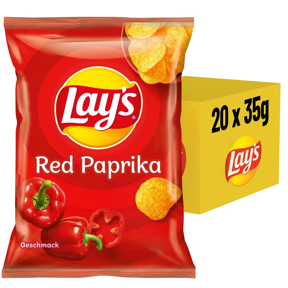 Lay's Red Paprika - Knusprig gewürzte Kartoffelchips für eine gelungene Party - 20 x 35g