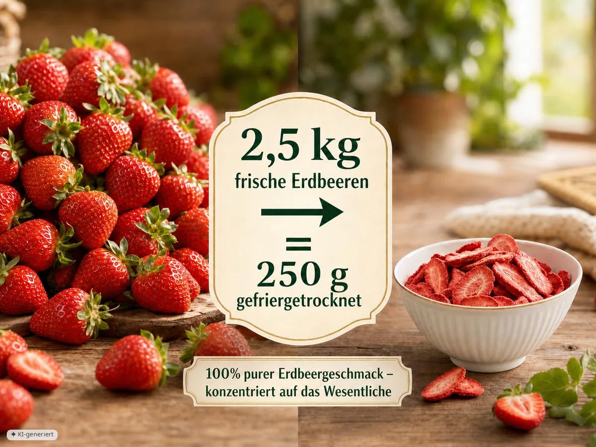 EWL Naturprodukte Getrocknete Erdbeeren 250 g, gefriergetrocknete Erdbeeren ohne Zuckerzusatz, vegan, in Deutschland abgefüllt