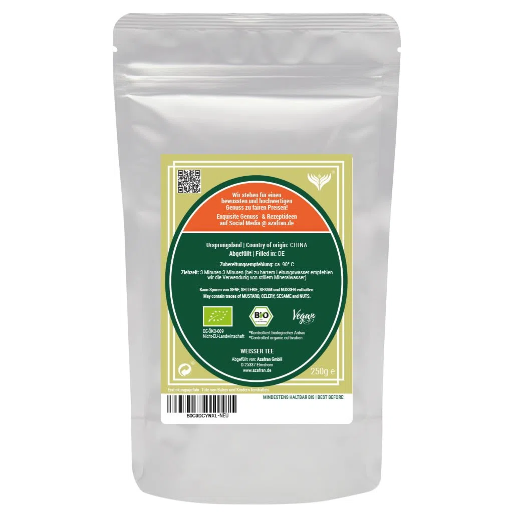 Azafran BIO Weißer Tee lose, Pai Mu Tan, China White Tea White Peony 250g