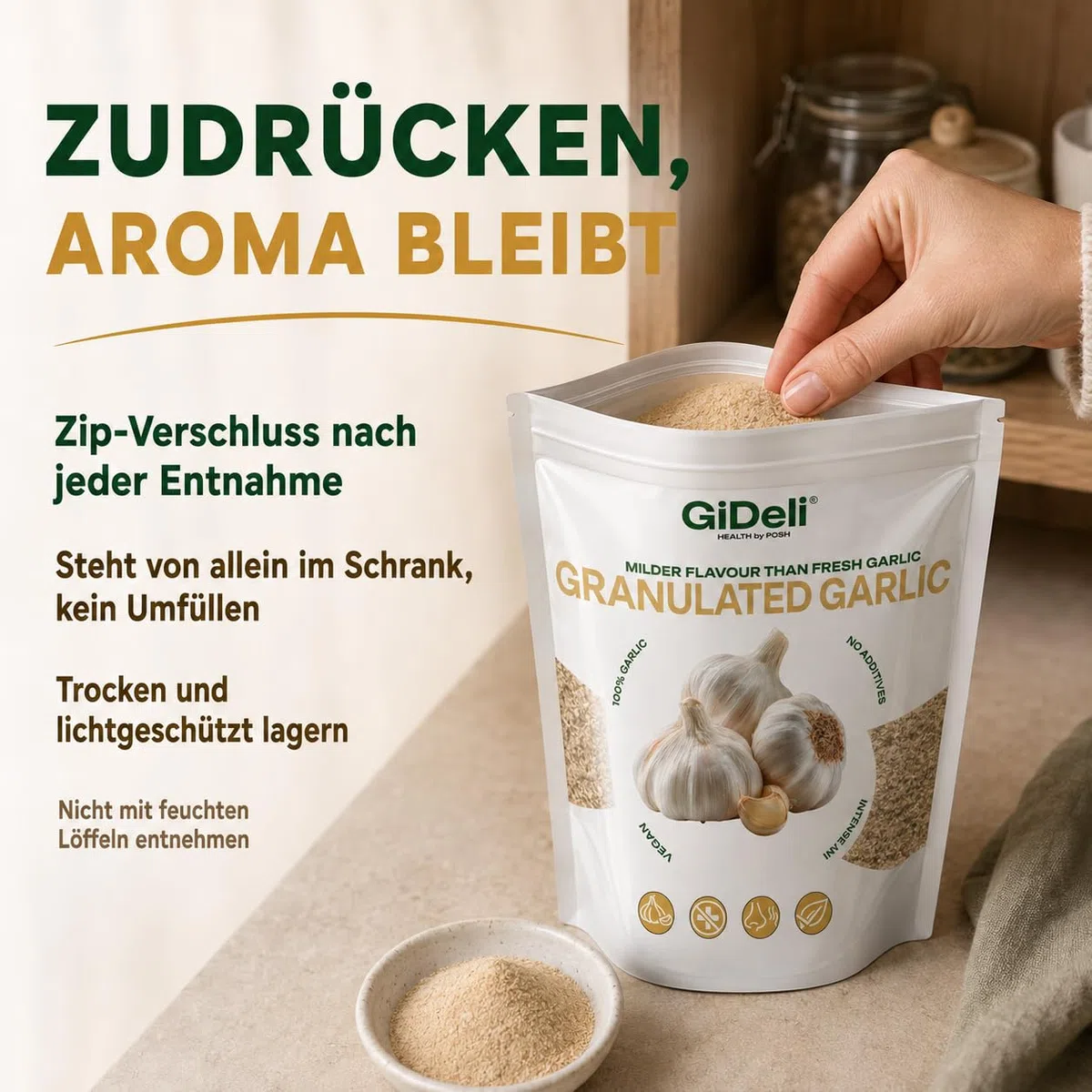 GiDeli Knoblauchgranulat 4x5kg - Knoblauchpulver, wiederverschließbar