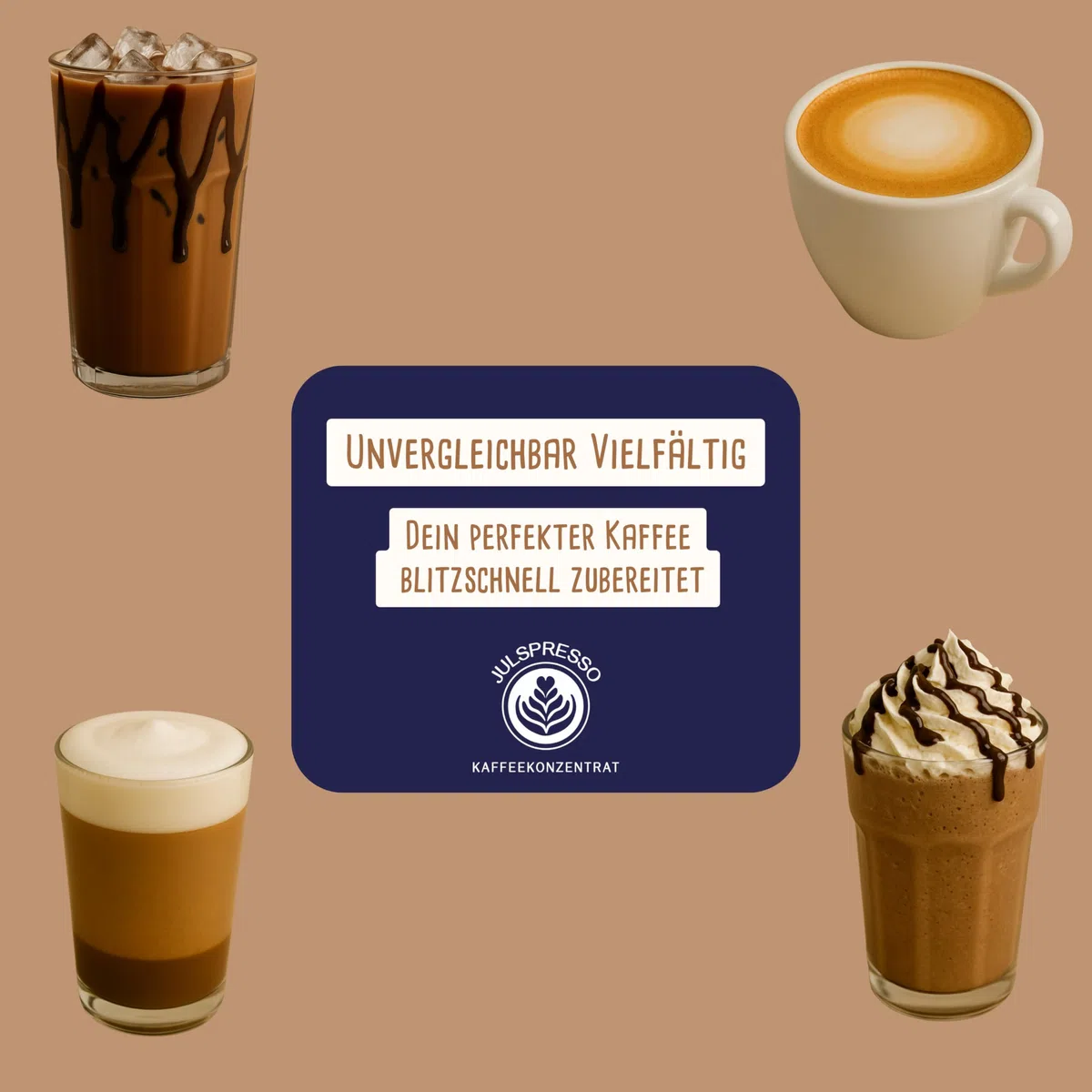 JULSPRESSO Kaffeekonzentrat - Ciao Kakao - warme Kaffeegetränke und Eiskaffee für ca. 25 Tassen Kaffeegetränk pro Flasche (Ciao Kakao)