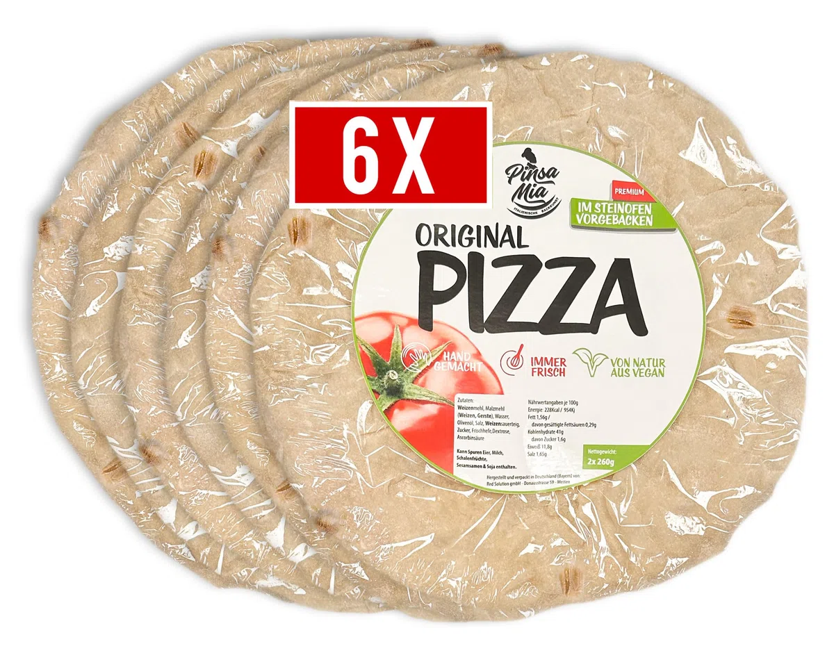 6 x Pizza Original - italienischer Pizzaboden - Pizzateig ofenfertig - vorgebacken im Steinofen