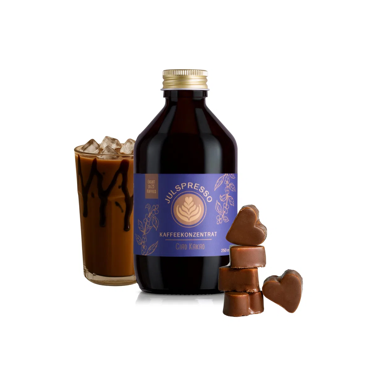 JULSPRESSO Kaffeekonzentrat - Ciao Kakao - warme Kaffeegetränke und Eiskaffee für ca. 25 Tassen Kaffeegetränk pro Flasche (Ciao Kakao)