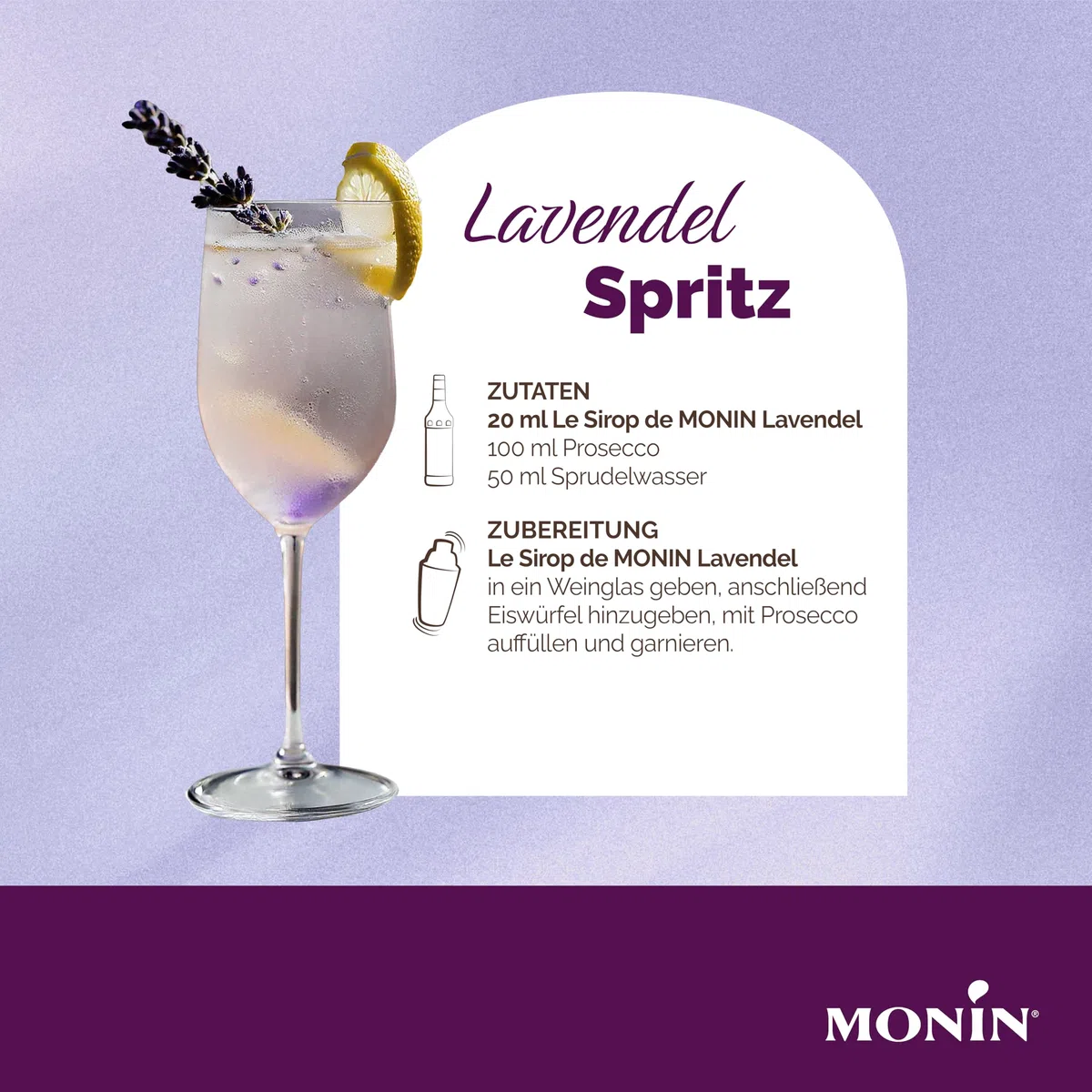 Monin Sirup Lavendel (1 x 1,0l) - für Cocktails, Limonaden und Desserts - Aromatisch, Natürlich und Blumig