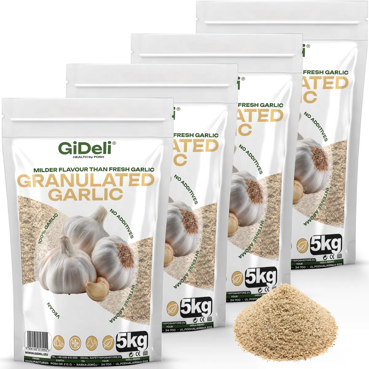GiDeli Knoblauchgranulat 4x5kg - Knoblauchpulver, wiederverschließbar