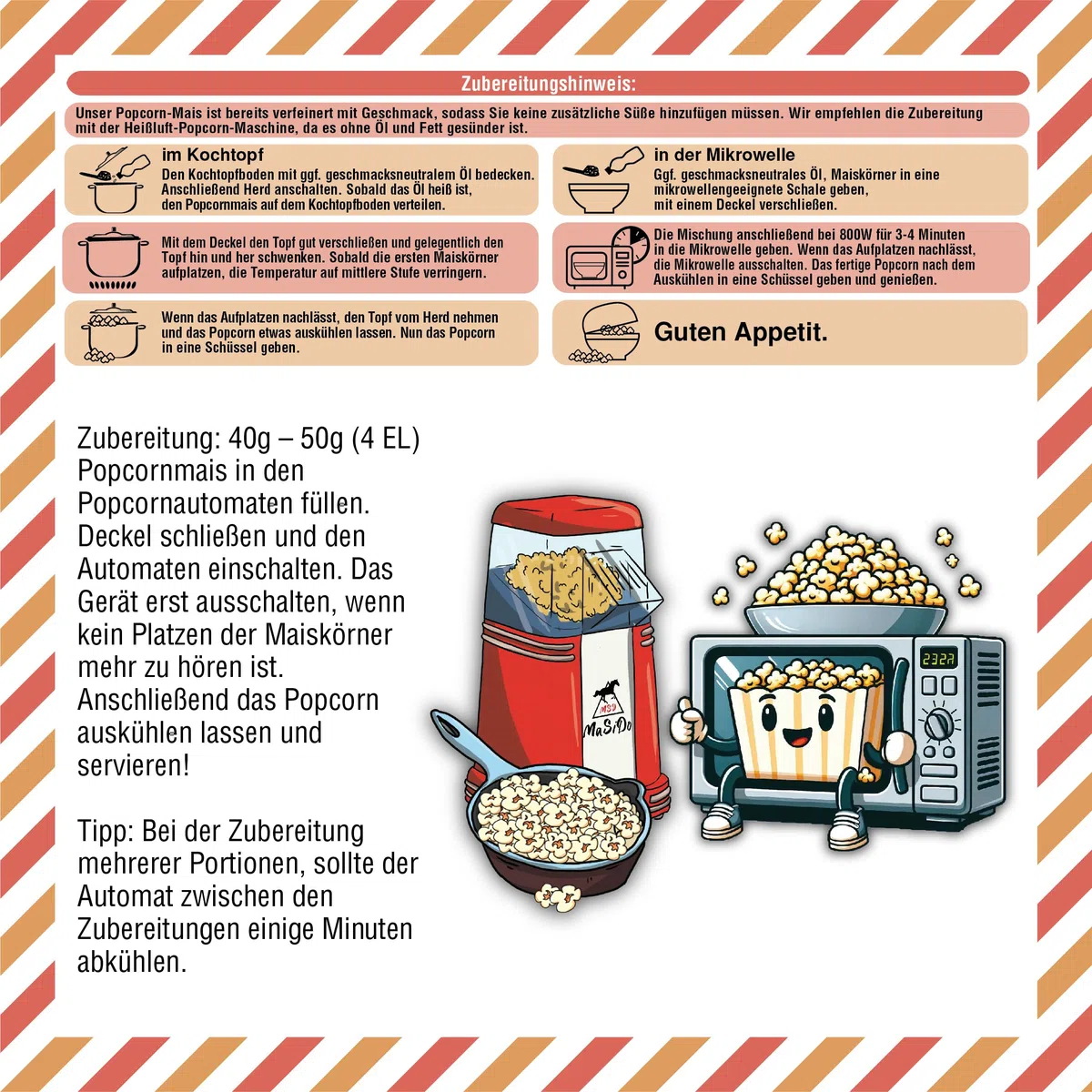 MSD MaSiDo süßes Premium Popcorn Mais aus Deutschland, Butterfly Mais Vorratspack, ohne Gentechnik, glutenfrei, laktosefrei (2x 0,5 kg Packung süß)