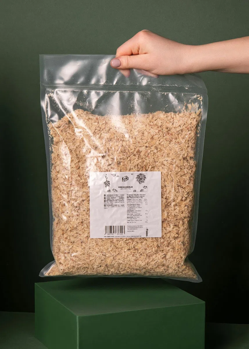 KoRo - Erdmandeln gehobelt 1 kg - 100 % ungerösteten und geschälten Erdmandeln - ohne Zusätze
